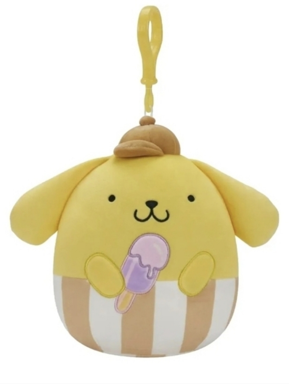 Suqishmallows Yellow Pompompurin Plush Clip-On with Ice Cream Motif